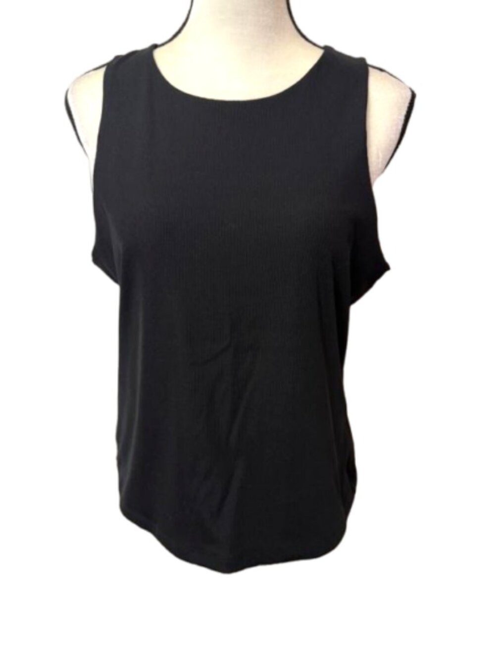 Tahari Black Ribbed Layering Sleeveless Tank Top Size XL #2419